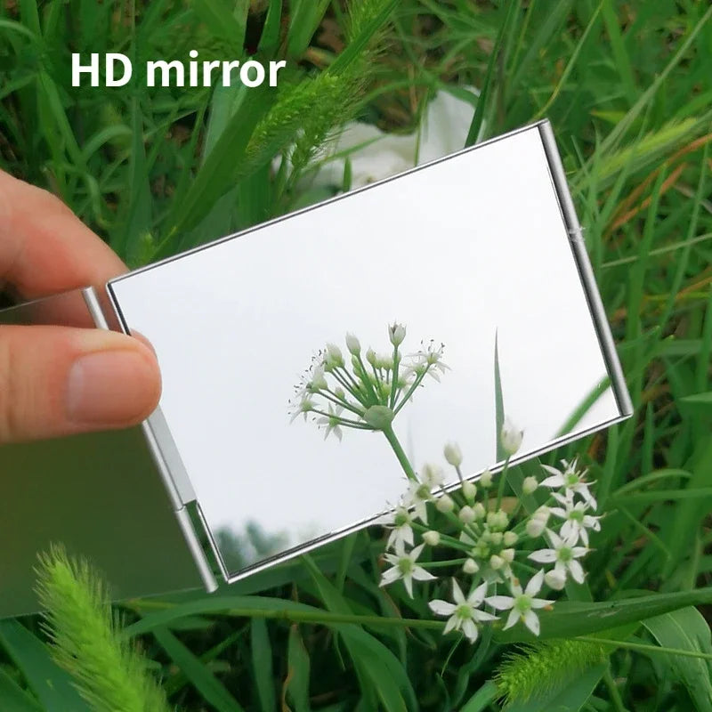 CX492 Aluminum Folding Mirror Pocket Mini Portable Makeup Mirrors Travel Hand Small Mirror Vanity Foldable Compact Cosmetics Tools