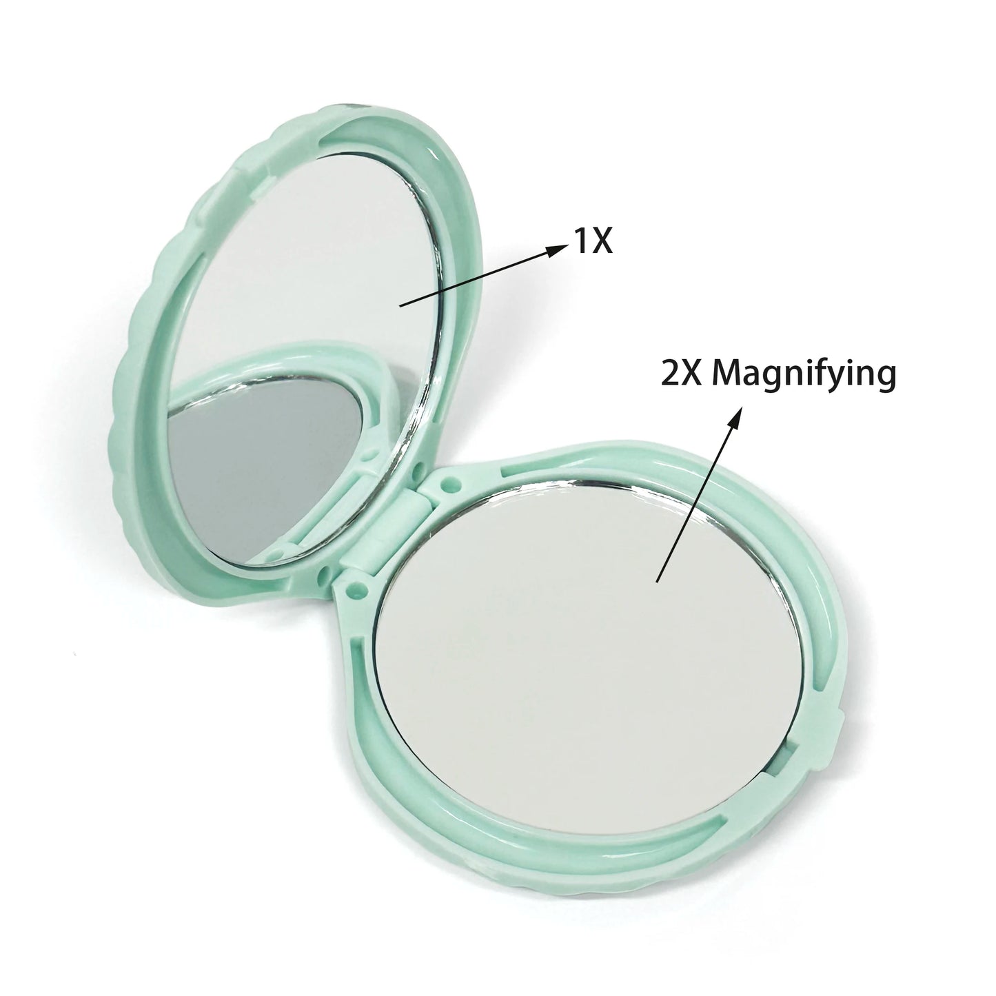 TSHOU1106 Shell Shaped Vanity Mirror Shell Design Cute Pocket Mirror Double Sided Folding Compact Mirror