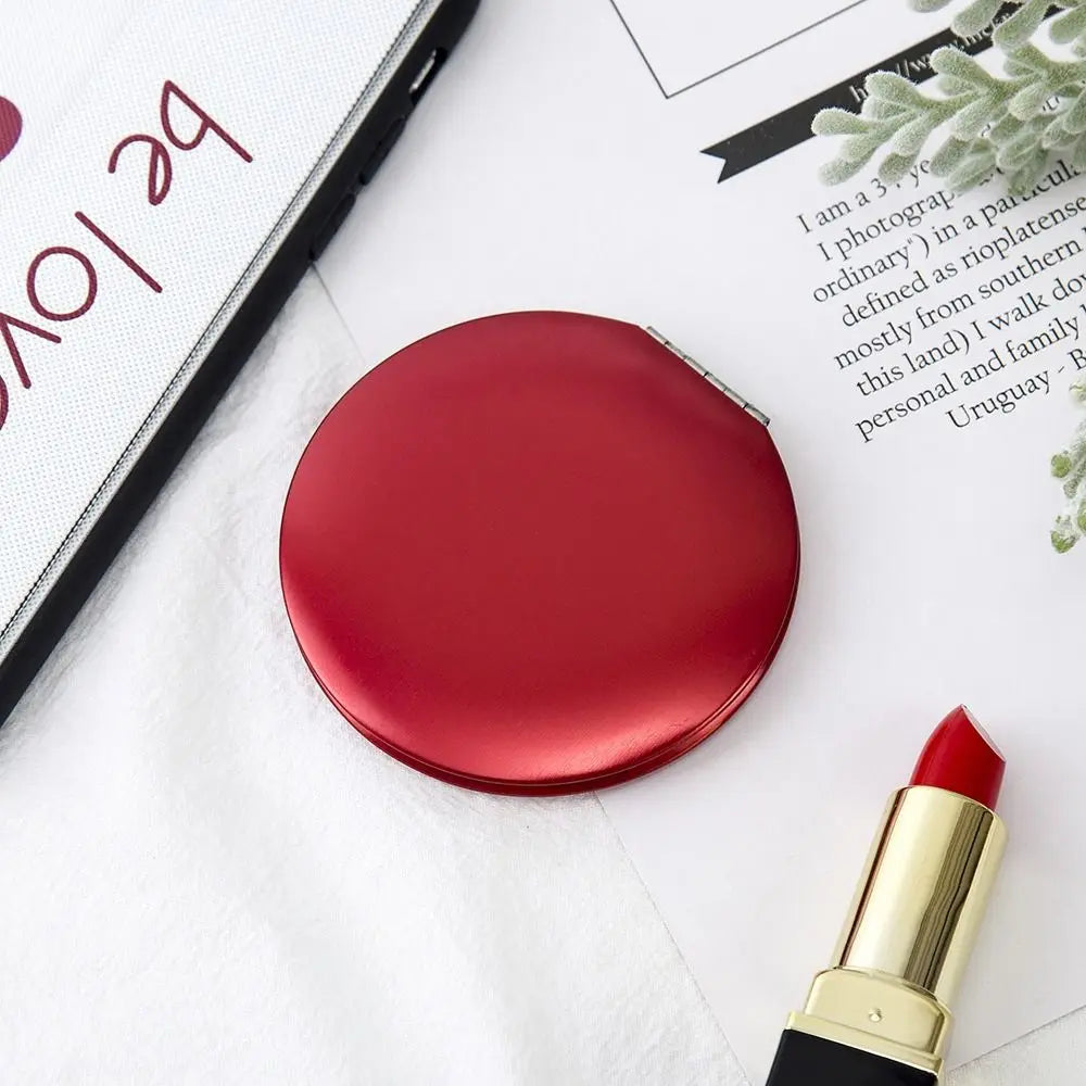 SET63 Cute Folding Makeup Mirror Double-Sided Round Pocket Mirror Solid Color Mini Cosmetics Mirror