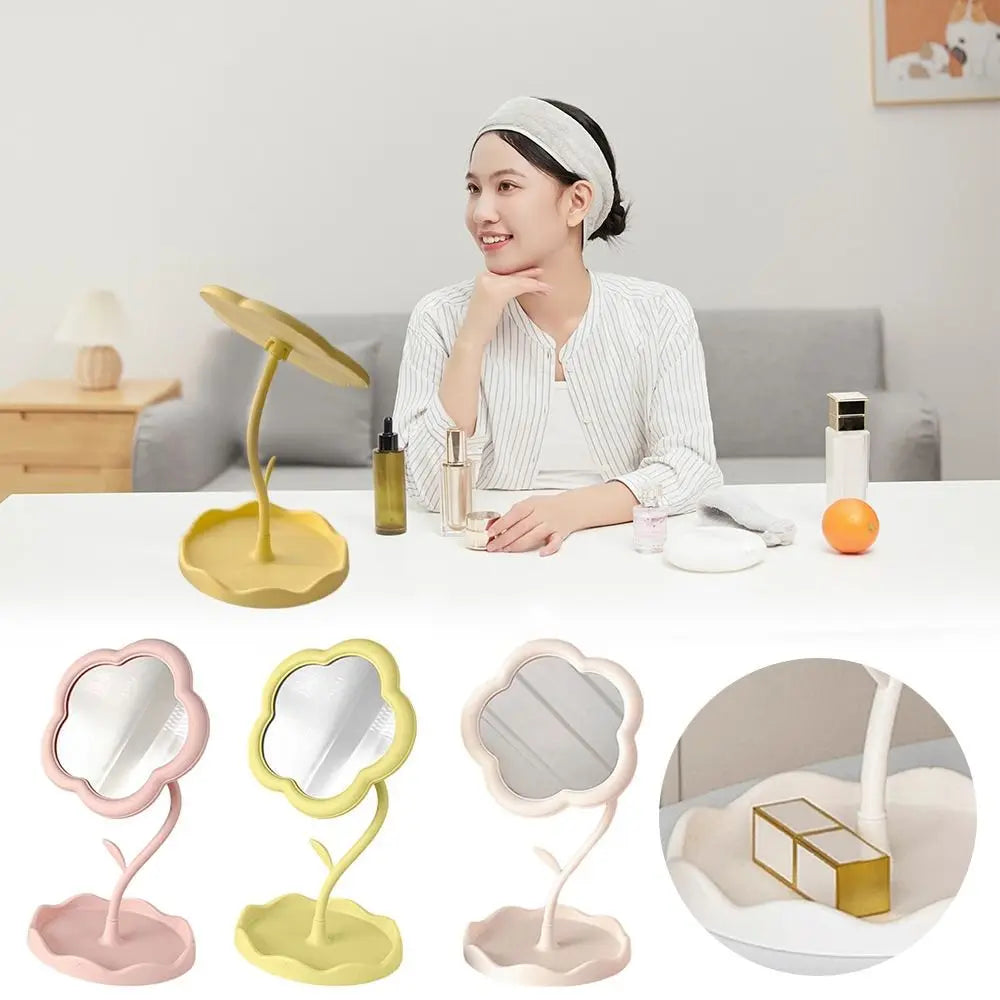 TSHOU1092 Desktop Makeup Mirror Sunflower Shaped Cute Girly Heart Dressing Mirror Detachable Hanging Jewelry High-definition Beauty Mirror