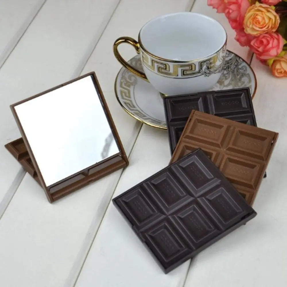 SET60 Salon Decorative Chocolate Mirror Square Kawaii Make Up Mirror Unique Plastic Vanity Mirror Students