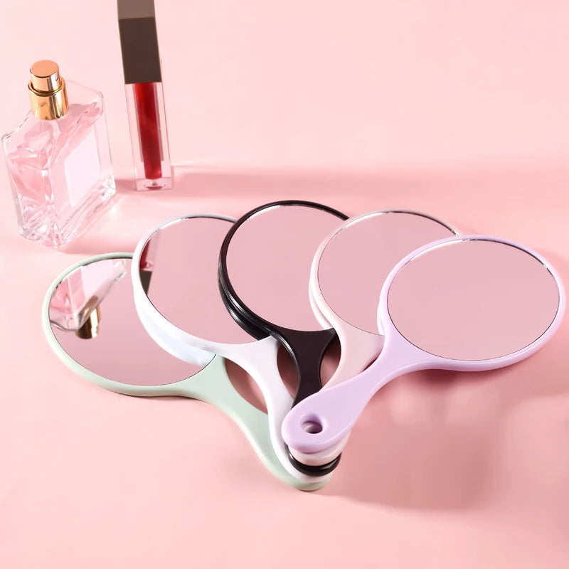 CX491 Handheld Makeup Mirror Round Makeup Vanity Mirror With Handle Hand Mirror SPA Salon Compact Mirrors Cosmetic Mirrors For Women