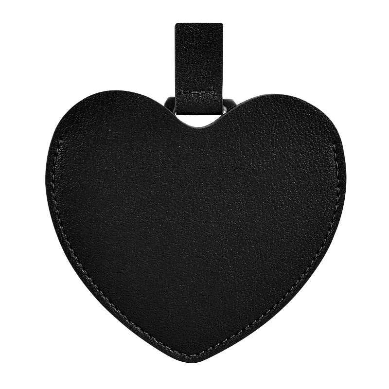 CASHOU194  Love Heart Shaped Makeup Mirror Stainless Steel Ultra-thin Cosmetic Mirrors Mini Potable Pocket Mirror with PU Leather Bag