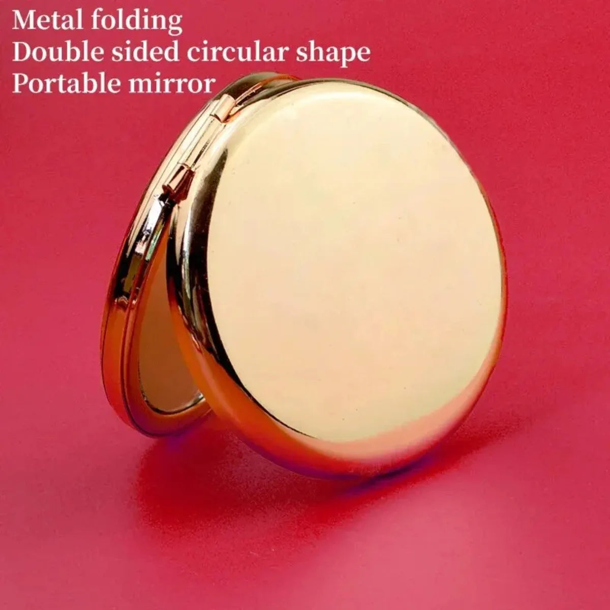 CX513  Double-Sided Small Mirror Portable Folding Round Makeup Mirror Rose Gold Simple Men And Women Travel Mini Handheld Pocket Mirror