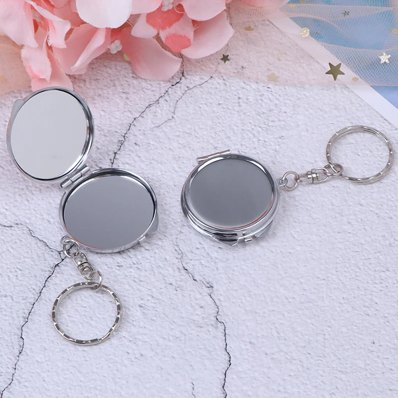 CX238 Portable Folding Mirror Key Chain Pocket Compact Makeup Cosmetic Mirror With Key Ring