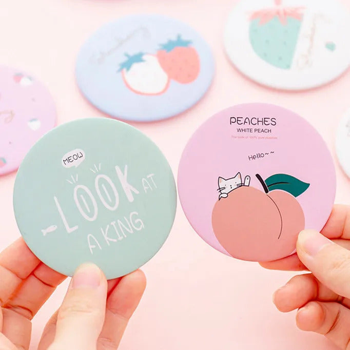TSHOU721 Makeup Mirror Portable Hand Mini Make Up Mirror Travel Round Pocket Cosmetic Mirror Portable Beauty Makeup