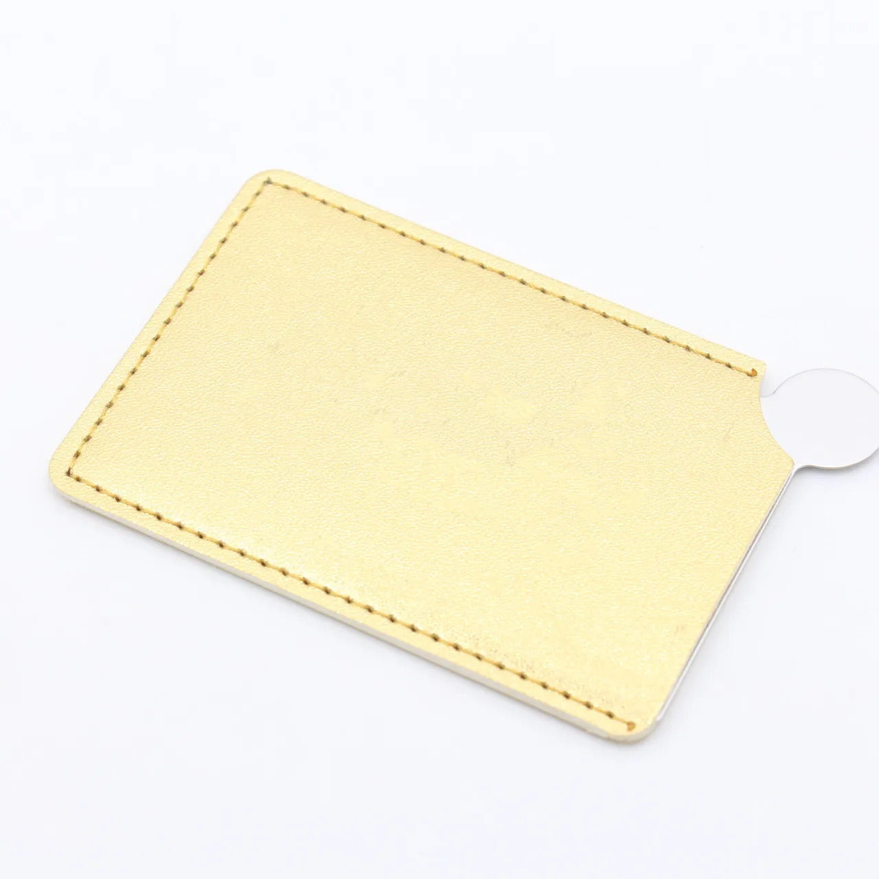 TSHOU766 Portable Card Style Pocket Cosmetic Mirror PU Leather Cover Stainless Steel Unbreakable Makeup Mirror