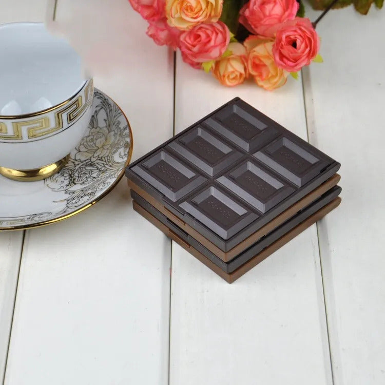 CASHOU78  Pcs Foldable Lovely Mini Makeup Mirror Chocolate Cookie Shaped Square Pocket Mirror Glass for Women Girl