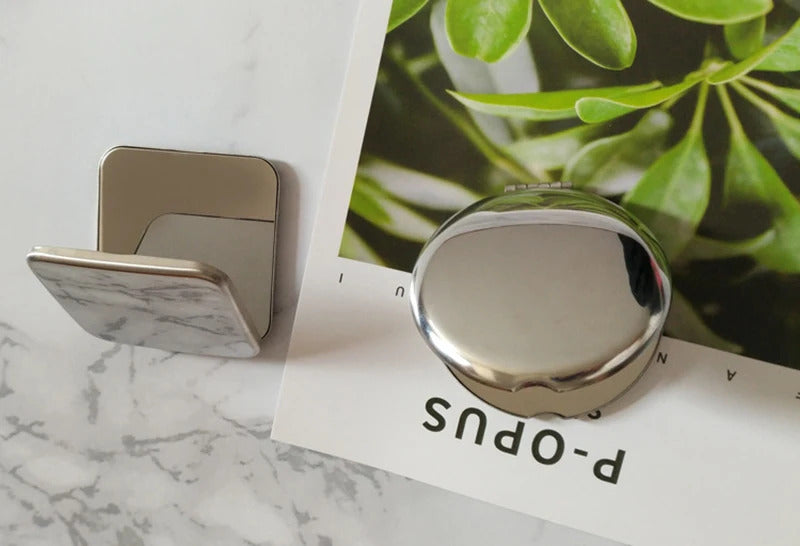L344 Portable Women Stainless Steel Makeup Mirror Hand Pocket Folded-Side Cosmetic Make Up Mirror Small Various Shapes