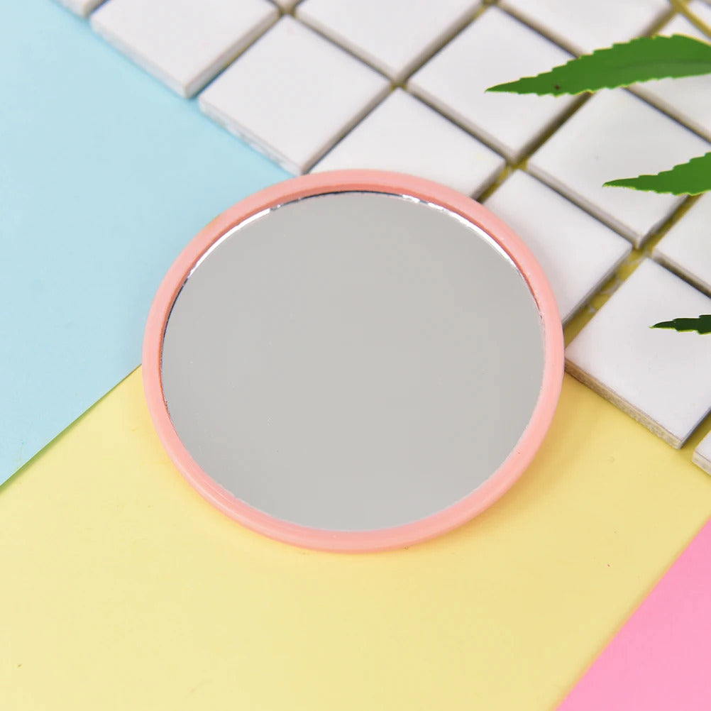 CX320 Pink Cute 1pcs Mini Pocket Makeup Mirror Cosmetic Compact Metal Mirrors Color Random Dia 7cm