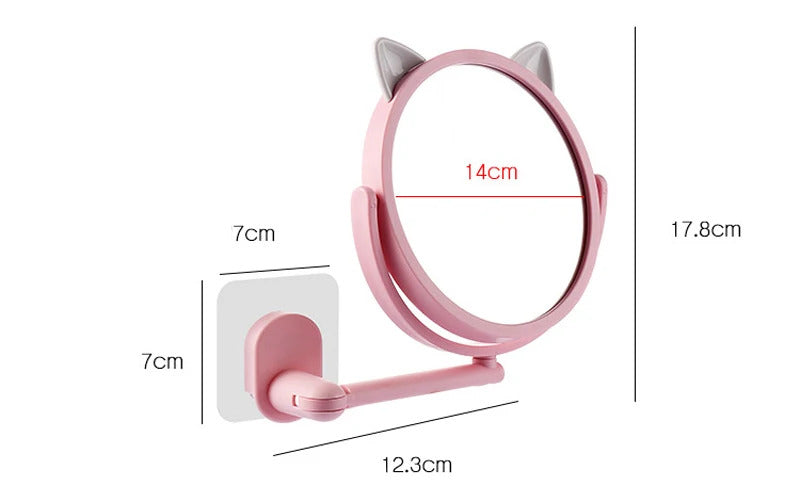 CASHOU164  Fold Makeup Mirror Bathroom Wall Mounted Beauty Vanity Mirror Makeup Bath Cosmetic Folding