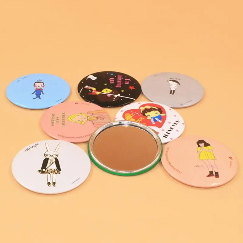 DSHOU263  Cute Cartoon Mini Portable Circular Hand Mirror Pocket Portable Makeup Tool