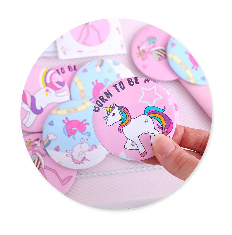 CX396 Make Up Mirror Element Mini Cosmetic Mirror Round Women Round Mini Pocket Mirrors Cartoon Patterns Compact Makeup Tool
