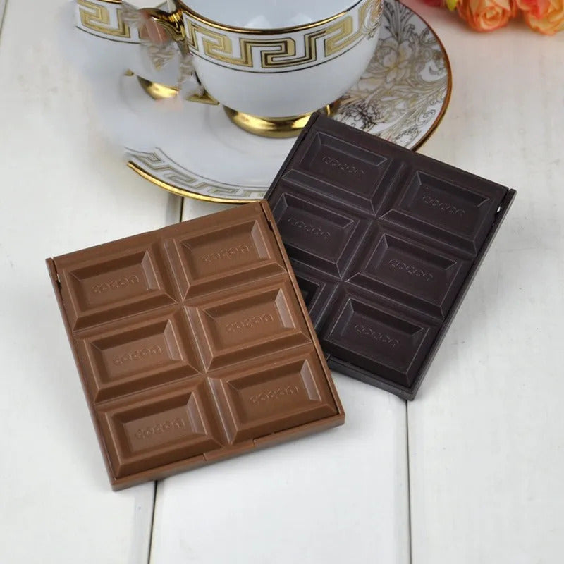 CASHOU78  Pcs Foldable Lovely Mini Makeup Mirror Chocolate Cookie Shaped Square Pocket Mirror Glass for Women Girl