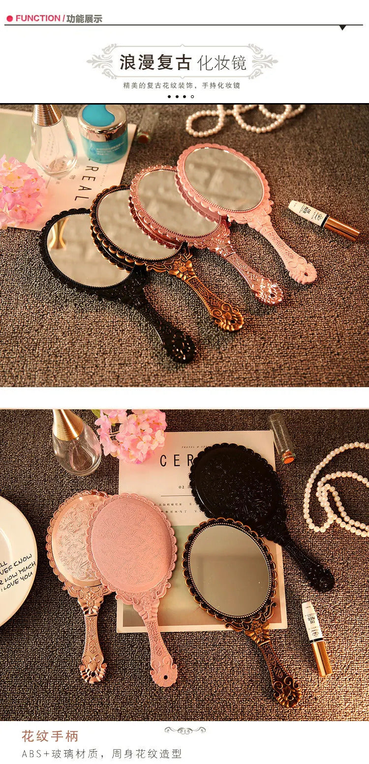 DSHOU178 Hand Mirrors Makeup European Rectangle Hand Hold Cosmetic Mirror with Handle Makeup Mirror
