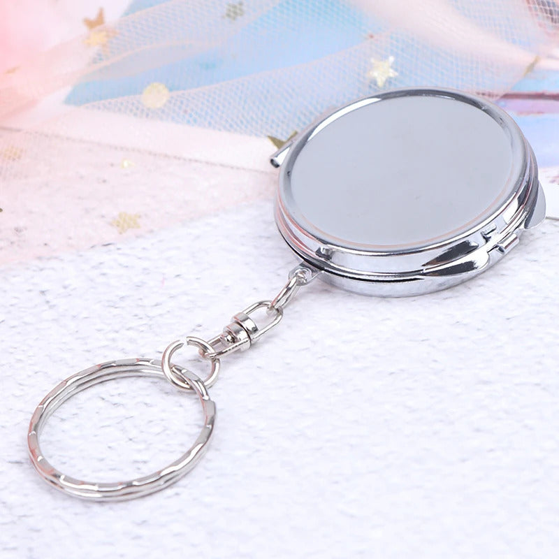 CX227 Key Chain Pocket Compact Makeup Cosmetic Mirror With Key Ring Portable Folding Mirror