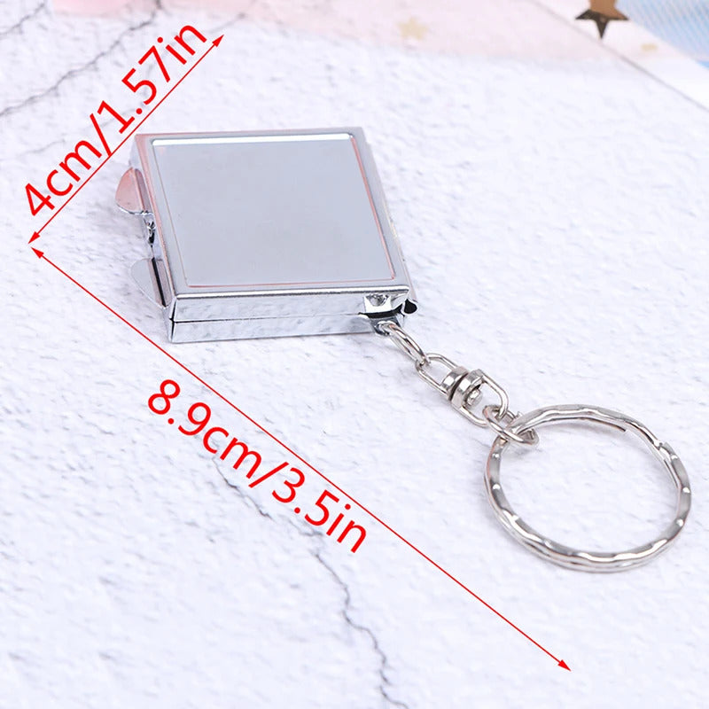 CX432 Personalised Key Ring Keychain Mini Folding Mirror Portable Compact Pocket Cosmetic Mirror