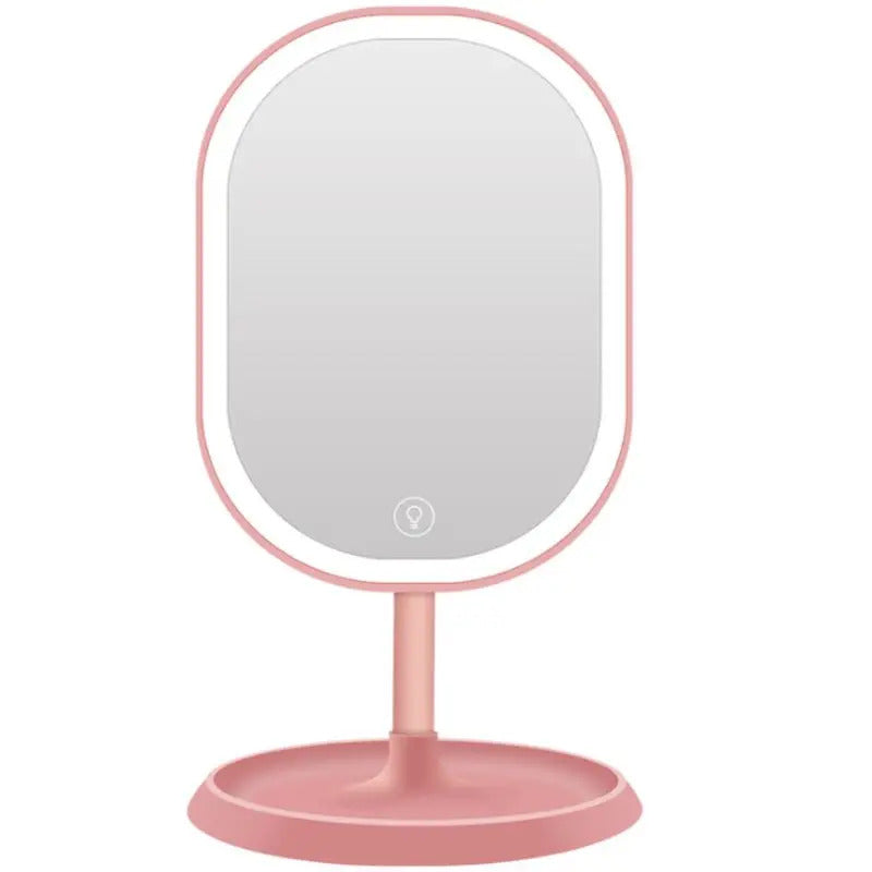 L166 Lights Desktop Makeup Mirror USB Chargeable 180 Free Degree Rotation Portable Touch Screen Switch Dimmable Tabletop Cosmet