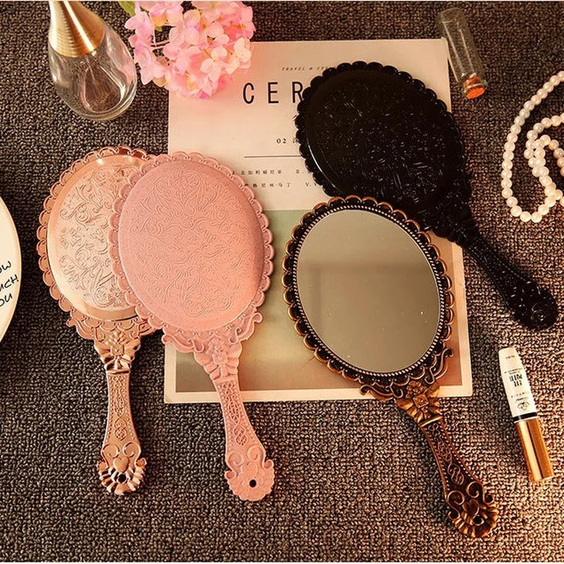 CX683 Hand Mirrors Makeup European Rectangle Hand Hold Cosmetic Mirror with Handle Makeup Mirror