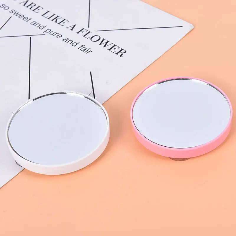 DSHOU228 88x88x9mm Portable Makeup 5X 10X Magnifying Cosmetic Round Mirror With Two Suction Cup
