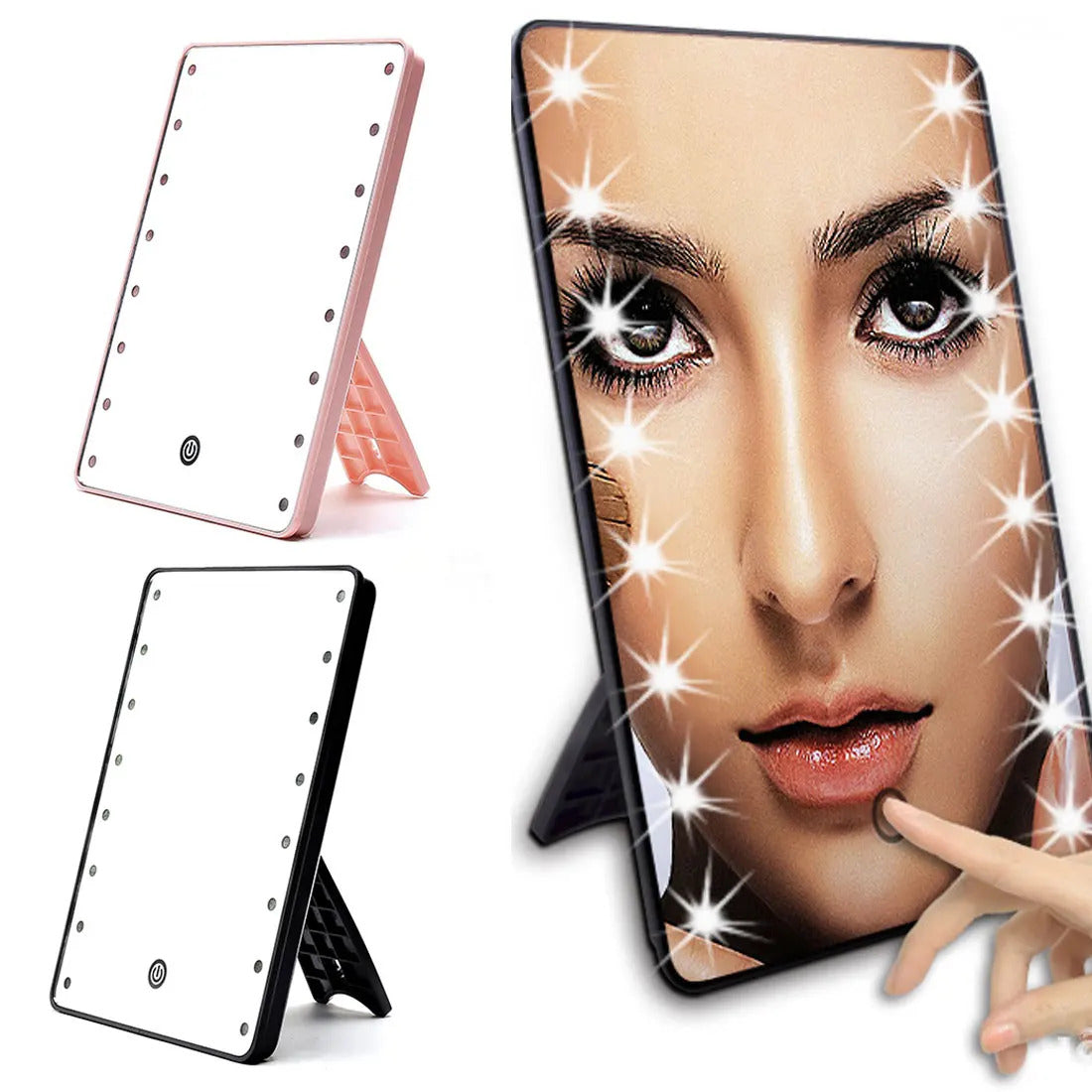 FEN155  Makeup Mirror with 8/16 LEDs Cosmetic Touch Screen Switch Vanity Backlit Makeup Mirror Table with Led Tabletop Bathroom