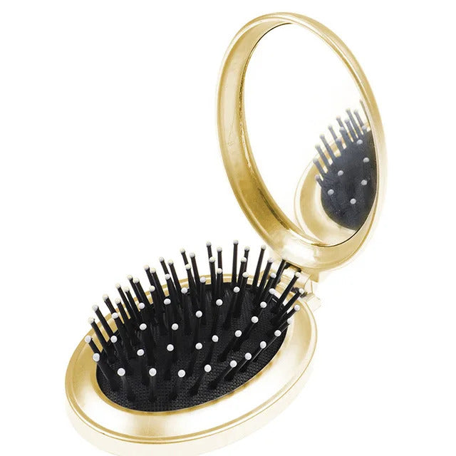 L139  Massage Folding Mirror with Comb Portable Pocket Small Travel Girl Styling Tools Mini Pocket Mirror Hair Brush with