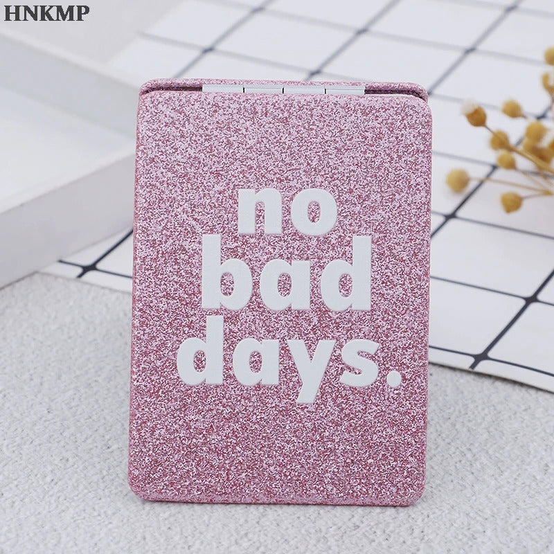 FEN34 Pink Portable Square Travel Mirror Gift Pocket Cute Double Side Folding Mini Compact Makeup Mirror For Women Girl