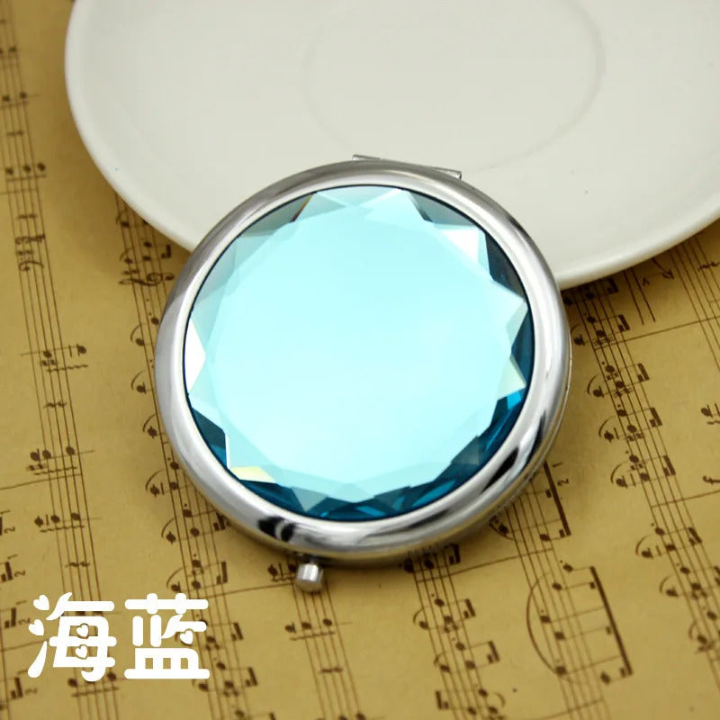 TSHOU558 Luxury Crystal Makeup Mirror Portable Round Folded Compact Mirrors Gold Silver Pocket Mirror
