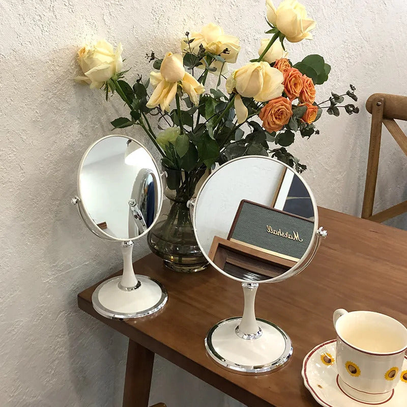 L248 Stand Makeup Compact Mirror Magnification Tabletop Vanity Table Round Mirror Double Sided Makeup Tool