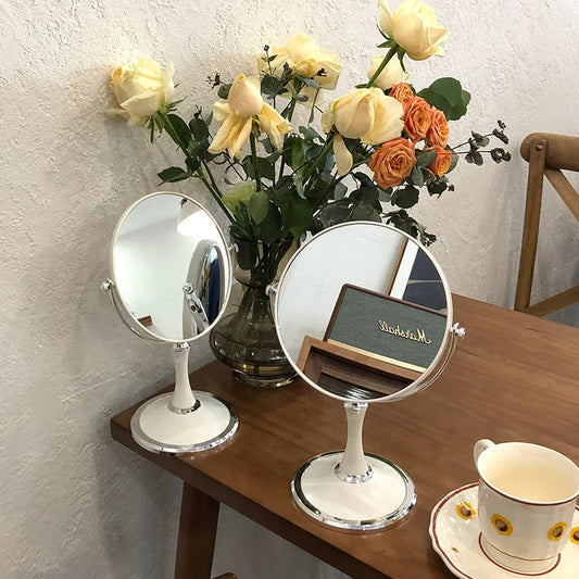 L248 Stand Makeup Compact Mirror Magnification Tabletop Vanity Table Round Mirror Double Sided Makeup Tool