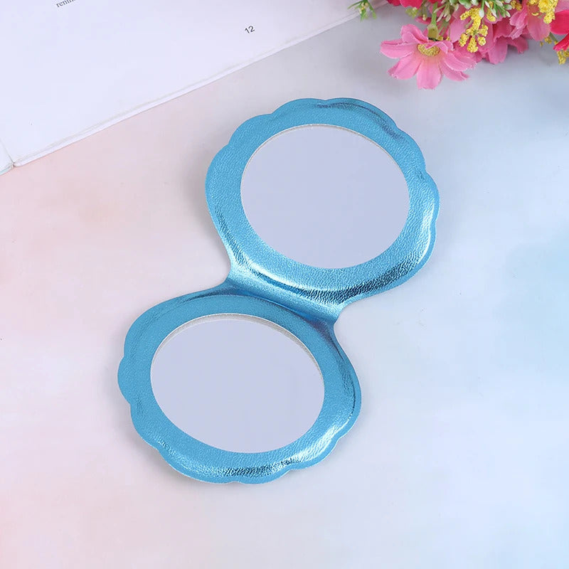 TSHOU926 Shell Compact Mirror Makeup Mirror Portable PU Leather 1:2 Magnifier Make Up Mirrors Girls 2-Face Pocket Mirror