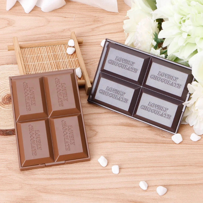 CX691 Cute Chocolate Cookie Shaped Square Pocket Mirror Mini Foldable Makeup Mirror U2JD