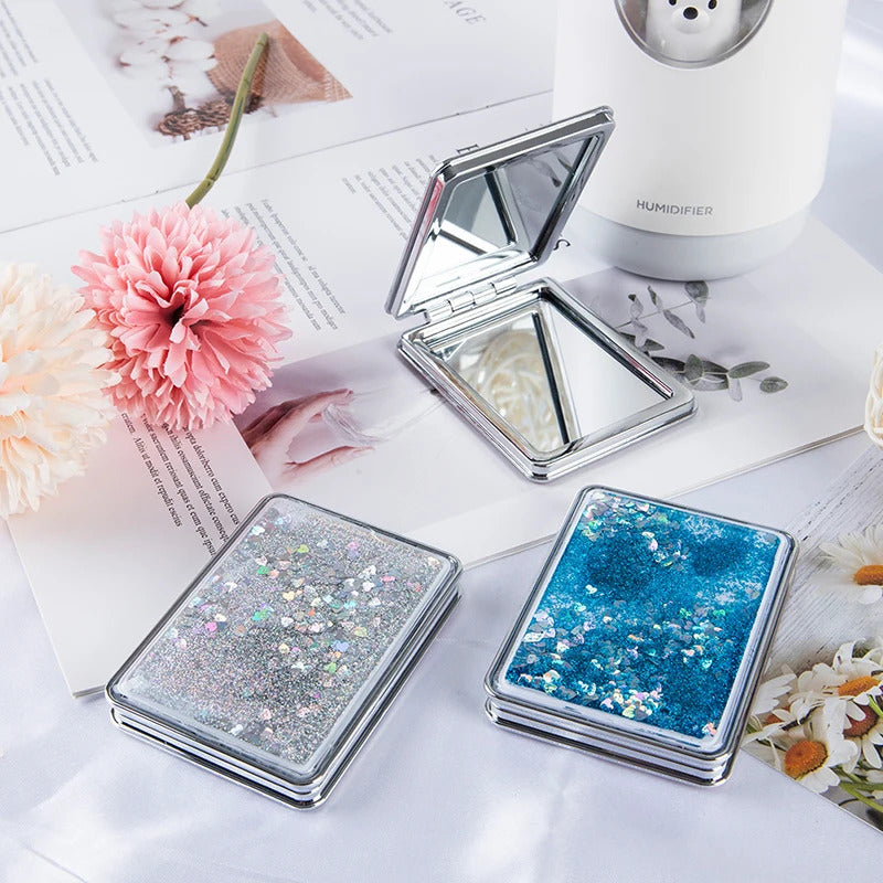 CX678  Mini Pocket Makeup Mirror Creative Cosmetic Compact Mirrors with Flowing Sand 1 Pcs