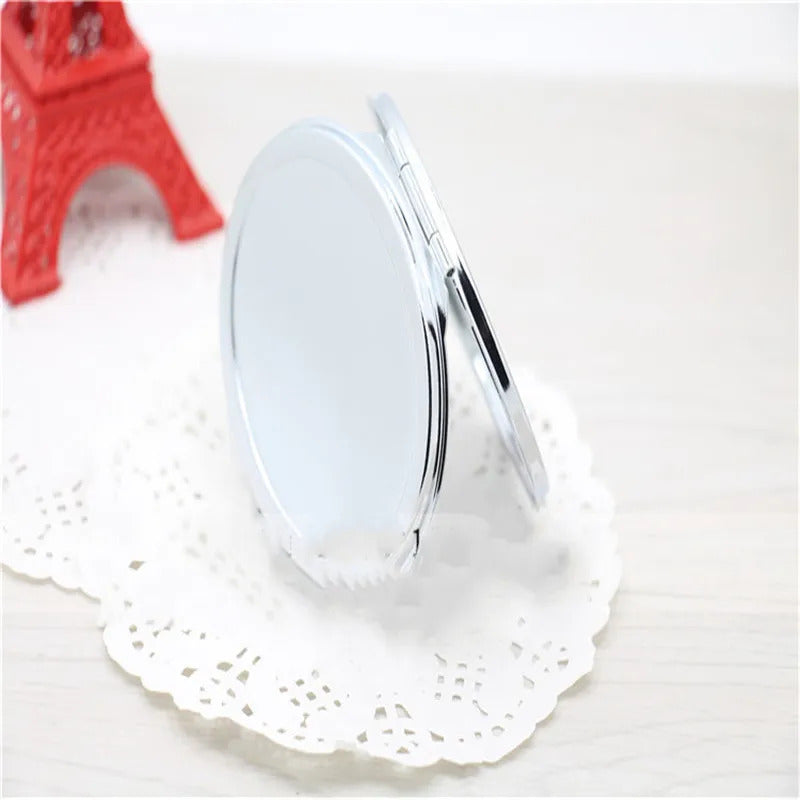 DA40 Portable Stainless Steel Makeup Mirror Hand Pocket Folded-Side Cosmetic Make Up Double Mirror