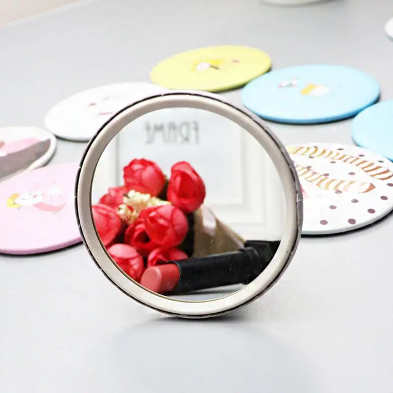 DSHOU263  Cute Cartoon Mini Portable Circular Hand Mirror Pocket Portable Makeup Tool