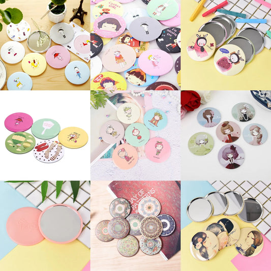 TSHOU204  Mini Pocket Round Metal Mirrors Makeup Mirrors Portable Makeup Mirror Cosmetic Compact Gift Beauty Tools