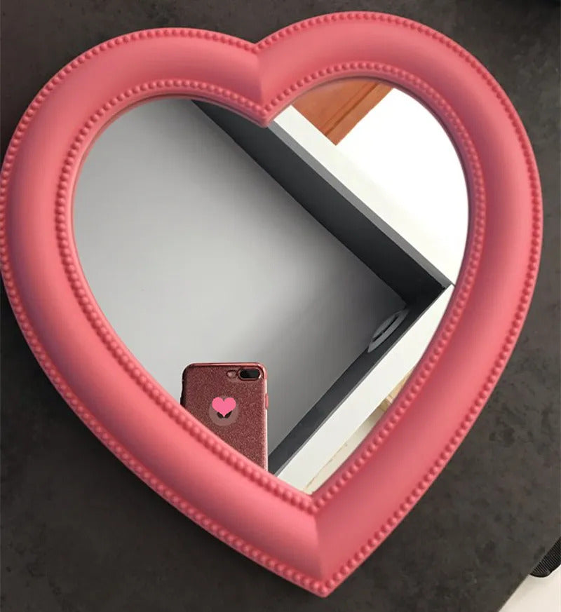 CX660  Love Mirror Desktop Makeup Mirror Wall Mounted Dual-Use Vanity Mirror Girl Room Wall Decoration Heart-Shaped Mirror