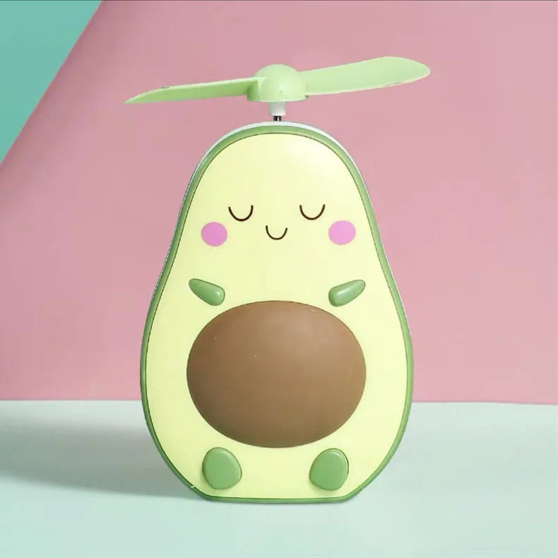 TSHOU1043  Makeup Mirror Portable Avocado Shape Handheld Mini Air Cooler Fan with Fill Light Mirror USB Three Way Fill Light Make-up