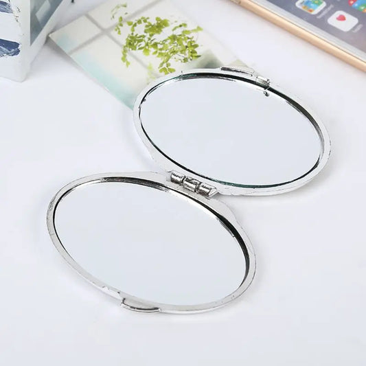 L397  Round Glitter Mini Pocket Mirror Makeup Compact Foldable Double Dual Side Random U2JD
