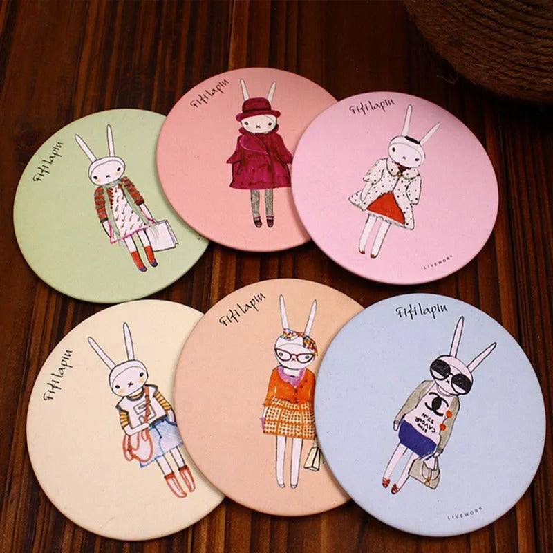 CX190 Cartoon Anti-fall Portable Small Mirror Cute Girls Makeup Mirror Pocket Mirror for Beauty Tools