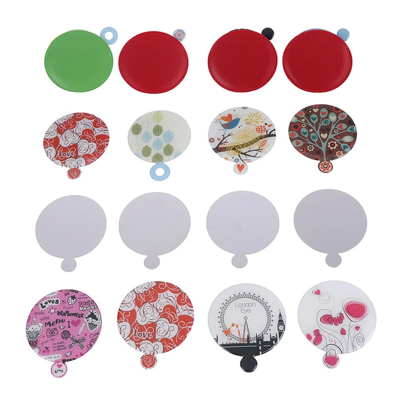 TSHOU899 Portable Mini Unbreakable Makeup Mirror Card Shatter Proof Card Style Pocket Cosmetic Mirror PU Leather Cover Stainless