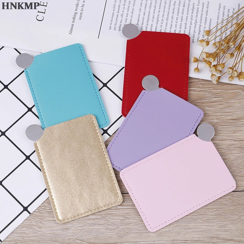 TSHOU793 Portable Travel Fashion Stainless Steel Cosmetic Mirror Shatter-proof Makeup Mirror With Carry Sleeve Birthday Gift