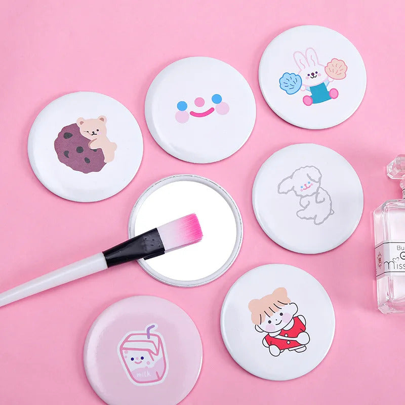 SET41  akeup Mirror Portable Hand Mini Make Up Mirror Travel Round Pocket Cosmetic Mirror Portable Beauty Makeup Tools Acces