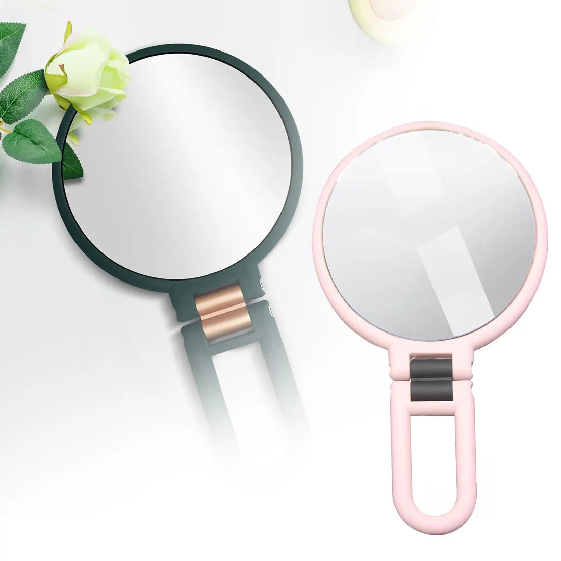 TSHOU510   Magnifying Makeup Mirror Hand Mirror Portable Folding Makeup Makeup Mirror Double-Sided Handheld Mirror Makeup Tool