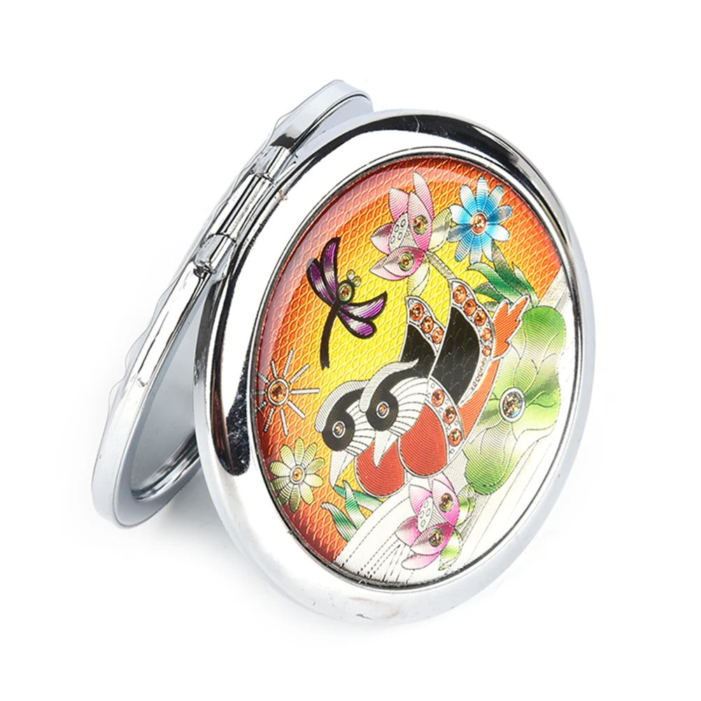 CX228  portable Metal Mini double sides Makeup Mirror Pocket Mirror Compact Folded Portable Small Round Hand Mirror For Makeup