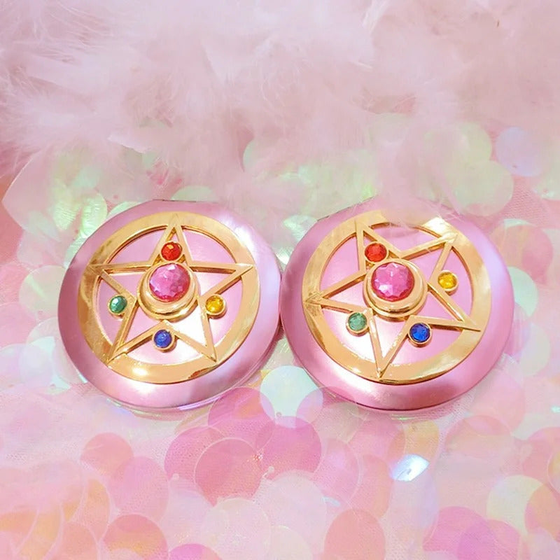 CASHOU50 Foldable Double Mirror Portable Crystal Star Makeup Mirror Pink Cute Anime Mirror Espejo Mirror Led Mirror