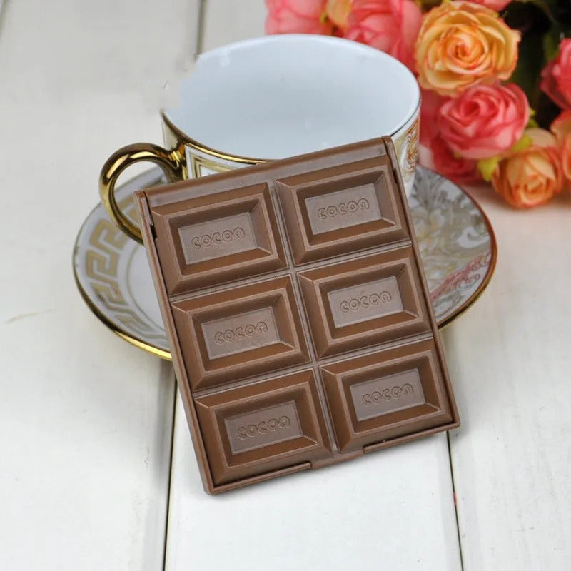 CASHOU78  Pcs Foldable Lovely Mini Makeup Mirror Chocolate Cookie Shaped Square Pocket Mirror Glass for Women Girl