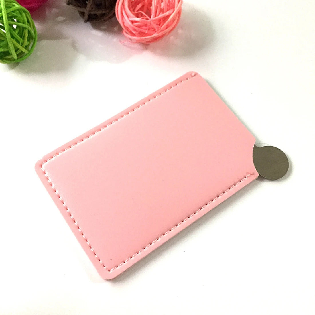TSHOU386 Cosmetic Essential  Stainless Unbreakable Makeup Mirror Shatter-Proof Portable PU Leather Sleeve Pocket Card Mirror