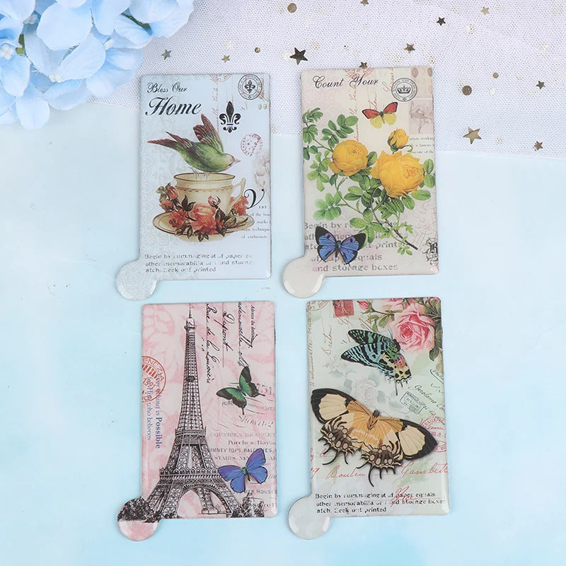 TSHOU1005 Leather Cover Stainless Steel Unbreakable Makeup Mirror Portable Shatter Proof Card Style Pocket Cosmetic Mirror High Quali