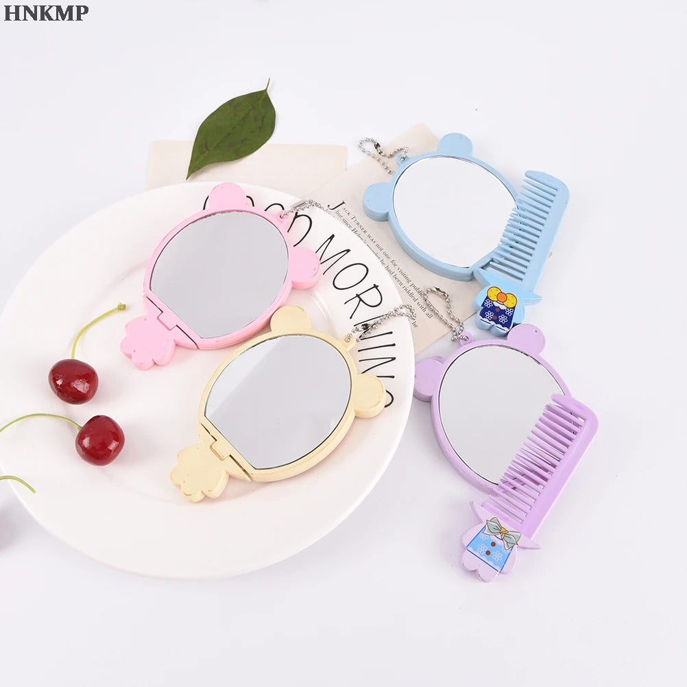 CX211 Makeup Mirror with Comb Mini Pocket Mirror + comb Cartoon Animal Big Face Small